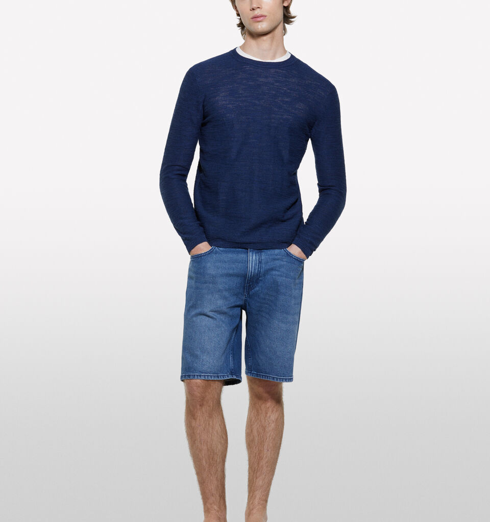 Camisola mélange azul-escuro - camisolas gola redonda para homem - Azul-Escuro | Sisley image number 1